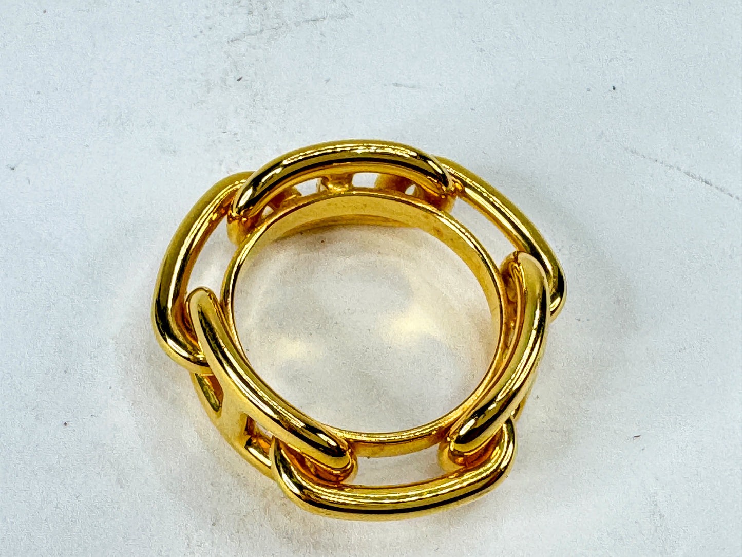 Vintage Hermès Gold Tone Chaîne d’Ancre Scarf Ring Chain Link Design GS860