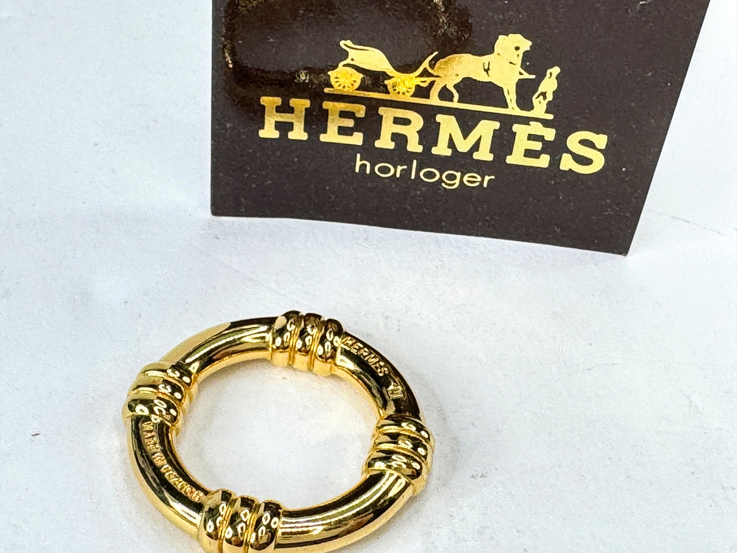 Vintage Hermès Bouet Gold Scarf Ring Made in France Authentic GS861