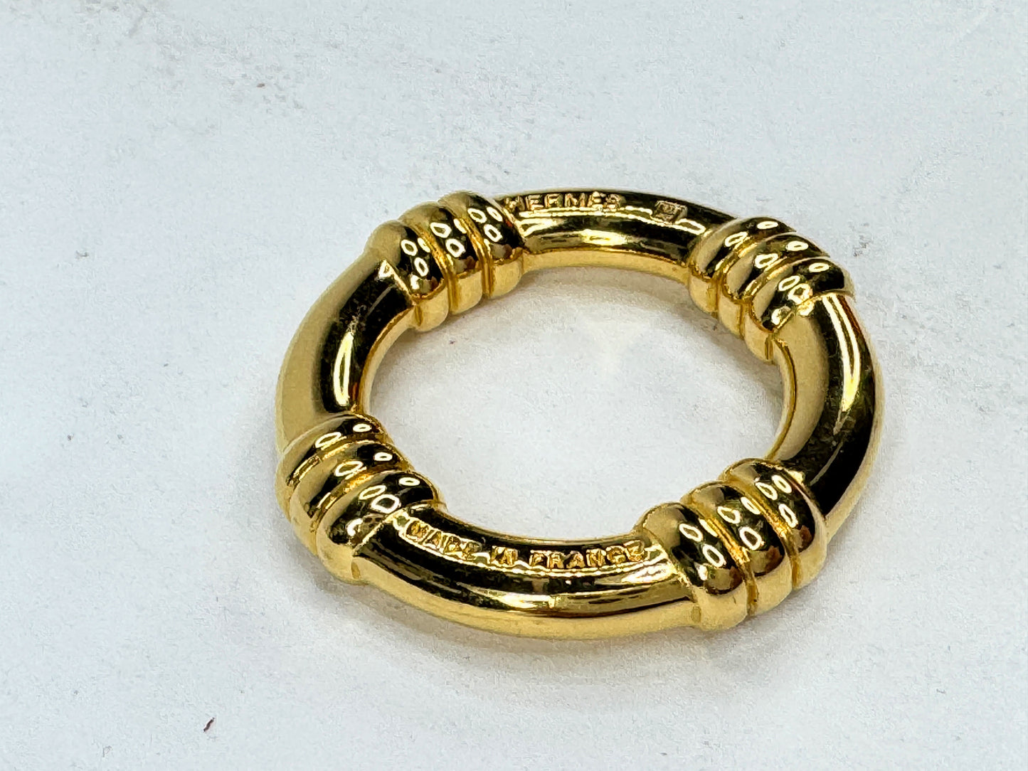 Vintage Hermès Bouet Gold Scarf Ring Made in France Authentic GS861