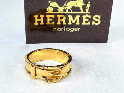 Vintage Hermès Ceinture Gold Plated Belt Buckle Scarf Ring Made in France GS862
