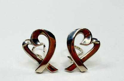 Large pr. Tiffany & Co Paloma Picasso Loving Heart Clip Earrings Sterling JR1215