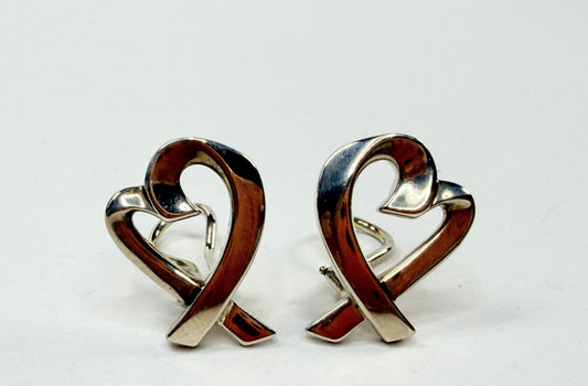Large pr. Tiffany & Co Paloma Picasso Loving Heart Clip Earrings Sterling JR1215