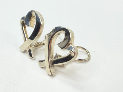 Large pr. Tiffany & Co Paloma Picasso Loving Heart Clip Earrings Sterling JR1215