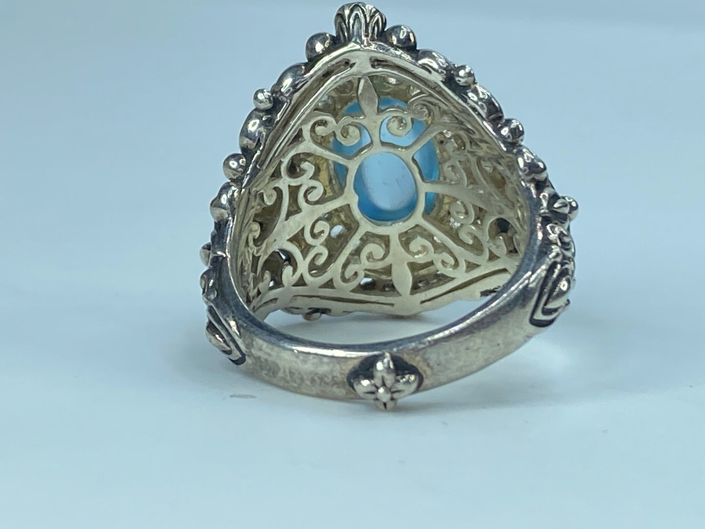 Barbara Bixby Silver & 18K Gold Aquamarine Cabochon Ring