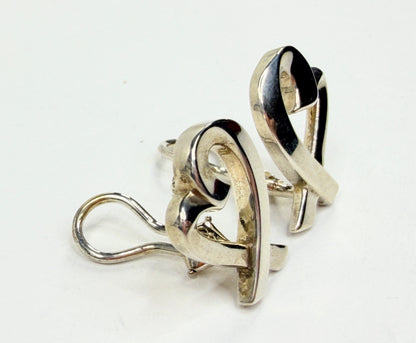 Large pr. Tiffany & Co Paloma Picasso Loving Heart Clip Earrings Sterling JR1215