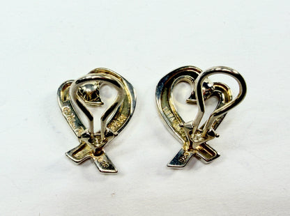 Large pr. Tiffany & Co Paloma Picasso Loving Heart Clip Earrings Sterling JR1215