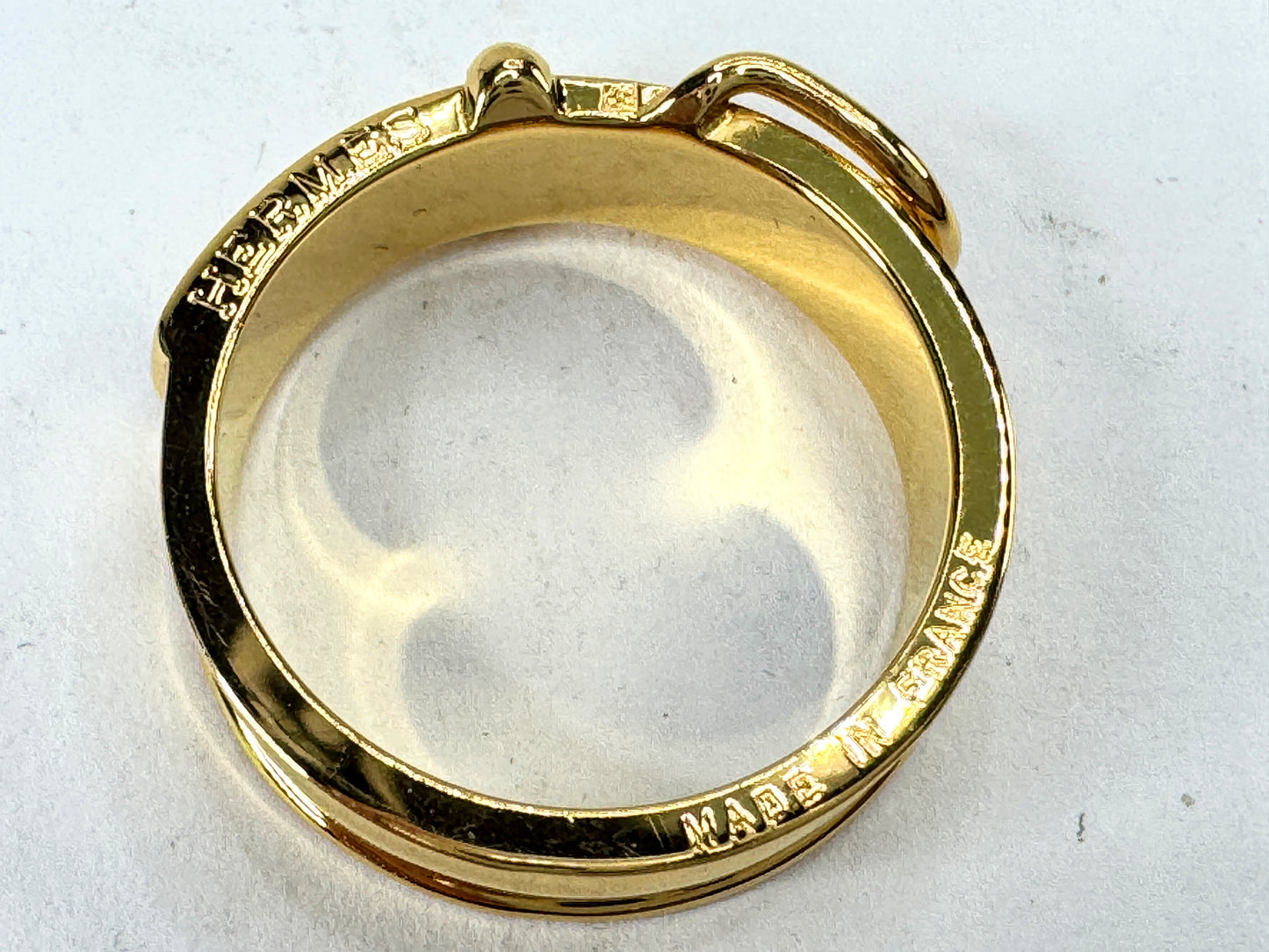 Vintage Hermès Ceinture Gold Plated Belt Buckle Scarf Ring Made in France GS862