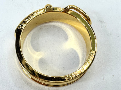Vintage Hermès Ceinture Gold Plated Belt Buckle Scarf Ring Made in France GS862