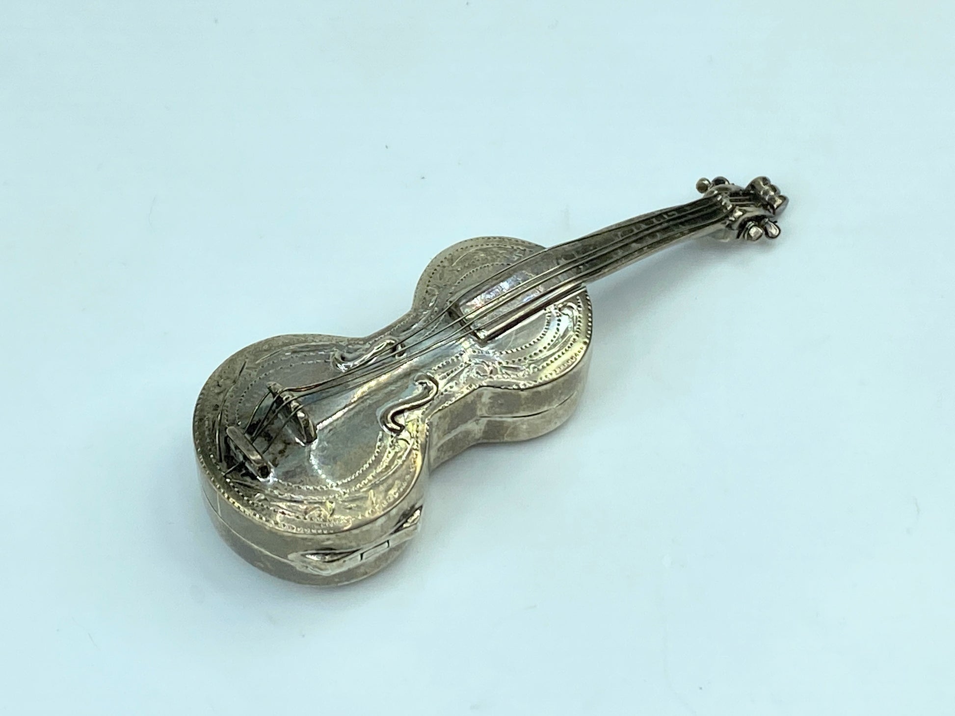 Handcrafted Solid 925 Sterling Silver Violin Locket Pendant 3" SS78