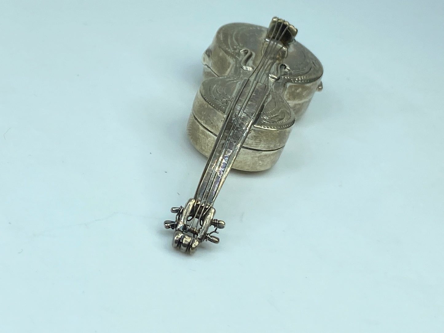 Handcrafted Solid 925 Sterling Silver Violin Locket Pendant 3" SS78