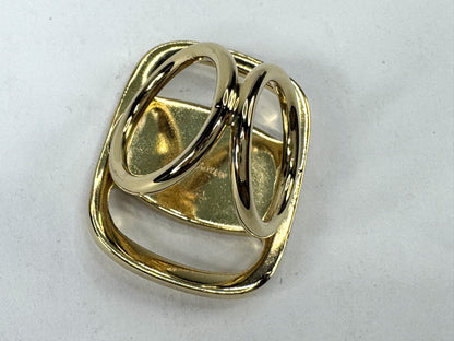 Vintage Salvatore Ferragamo Gold Tone Logo Scarf Ring Original Box GS864