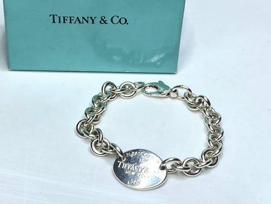 Tiffany & Co. Sterling Silver Return to Tiffany Oval Tag Bracelet 7.25" JR1129