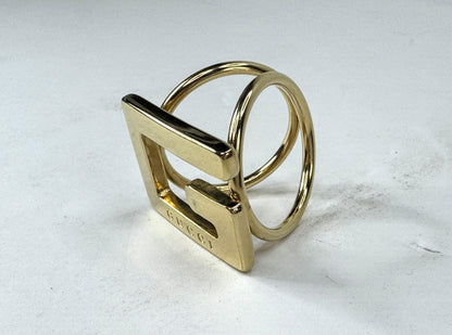 Vintage Gucci Gold Tone G Logo Double Loop Scarf Ring Holder GS865