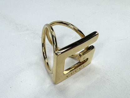 Vintage Gucci Gold Tone G Logo Double Loop Scarf Ring Holder GS865
