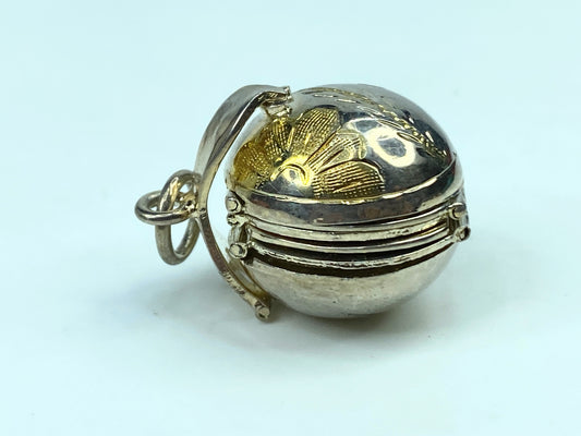 Sterling expandable 6 photo modernist ball charm accordion locket pendant SS81