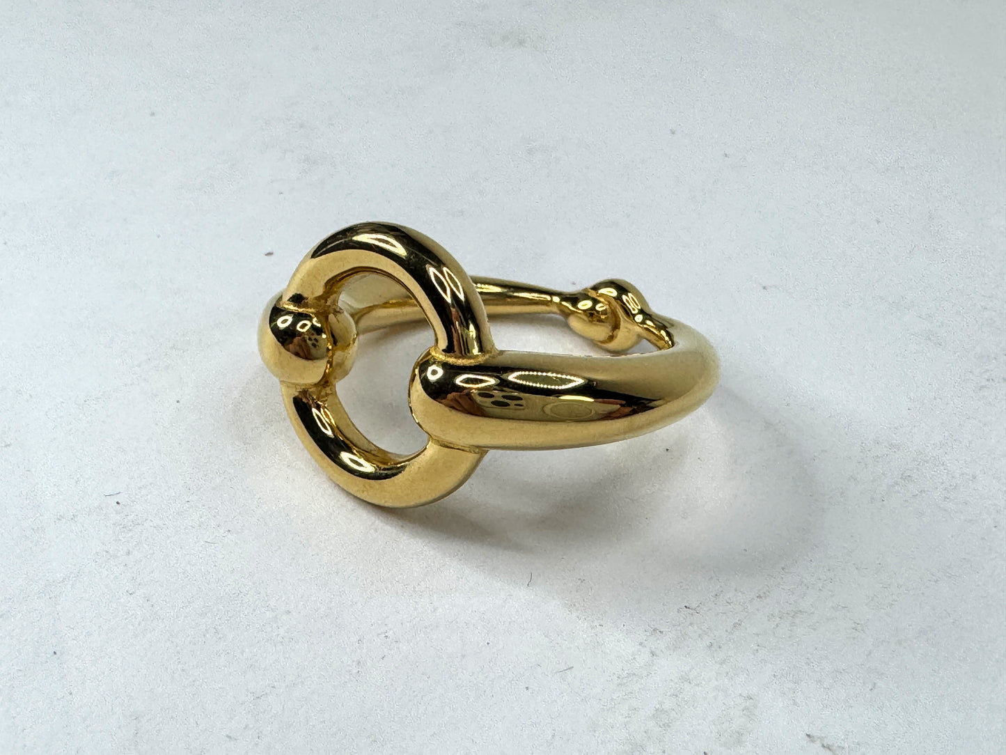 Vintage Hermès Mors Horsebit Gold Tone Scarf Ring Authentic GS866