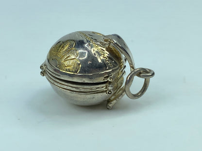 Sterling expandable 6 photo modernist ball charm accordion locket pendant SS81