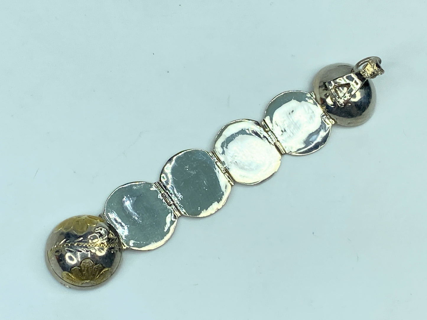 Sterling expandable 6 photo modernist ball charm accordion locket pendant SS81