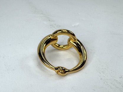 Vintage Hermès Mors Horsebit Gold Tone Scarf Ring Authentic GS866