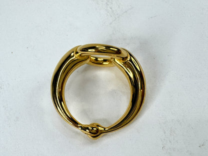 Vintage Hermès Mors Horsebit Gold Tone Scarf Ring Authentic GS866
