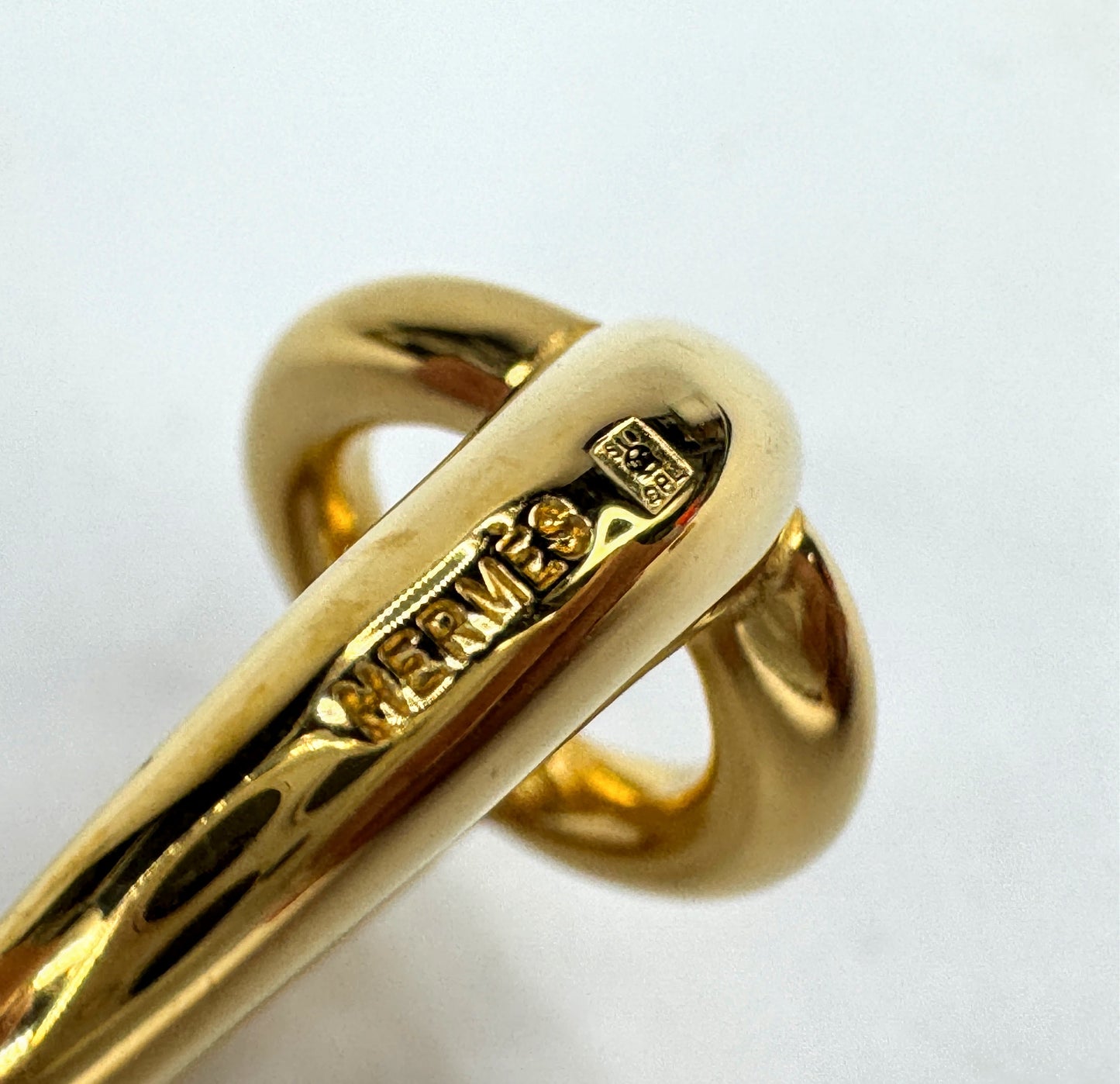 Vintage Hermès Mors Horsebit Gold Tone Scarf Ring Authentic GS866