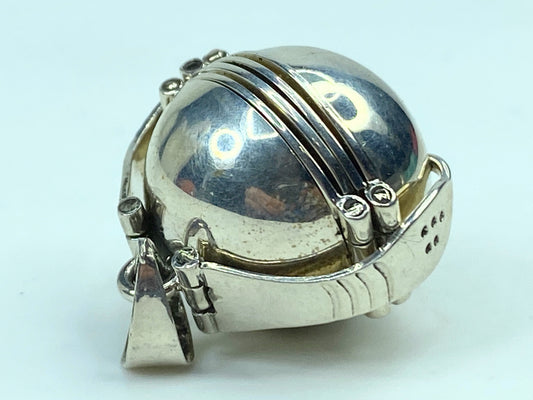 Modernist ball charm accordion locket expandable 6 photos sterling pendant SS82