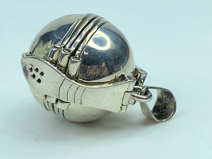 Modernist ball charm accordion locket expandable 6 photos sterling pendant SS82
