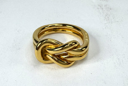 Vintage Hermès Gold Plated Knot Atame Scarf Ring with Original Box GS867
