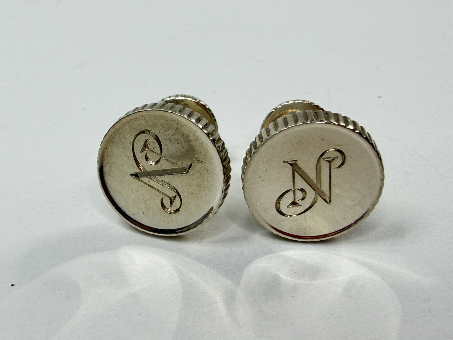 Tiffany & Co. Round Monogram Cufflinks Sterling Silver 925 2003 SS185