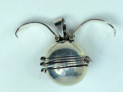 Modernist ball charm accordion locket expandable 6 photos sterling pendant SS82