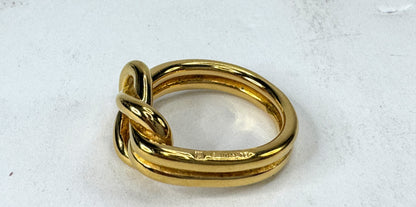 Vintage Hermès Gold Plated Knot Atame Scarf Ring with Original Box GS867