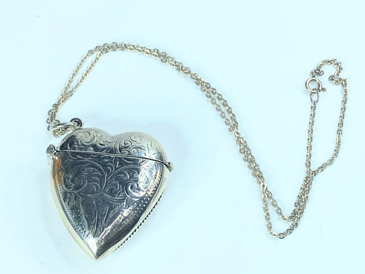 Sterling Silver Heart Locket Pendant Match Holder Striker Vinaigrette JR8981