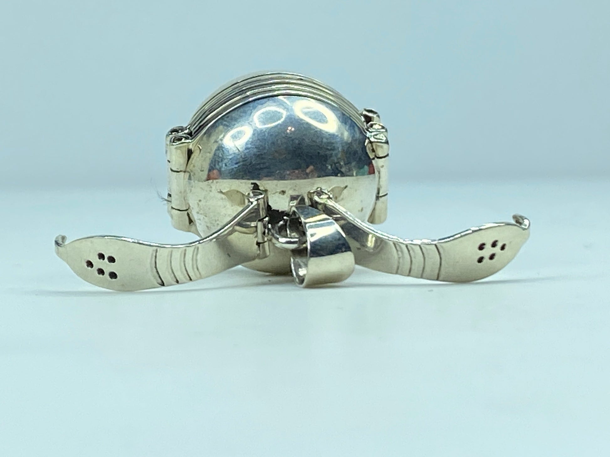 Modernist ball charm accordion locket expandable 6 photos sterling pendant SS82