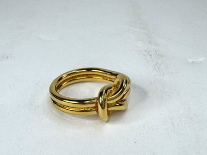 Vintage Hermès Gold Plated Knot Atame Scarf Ring with Original Box GS867
