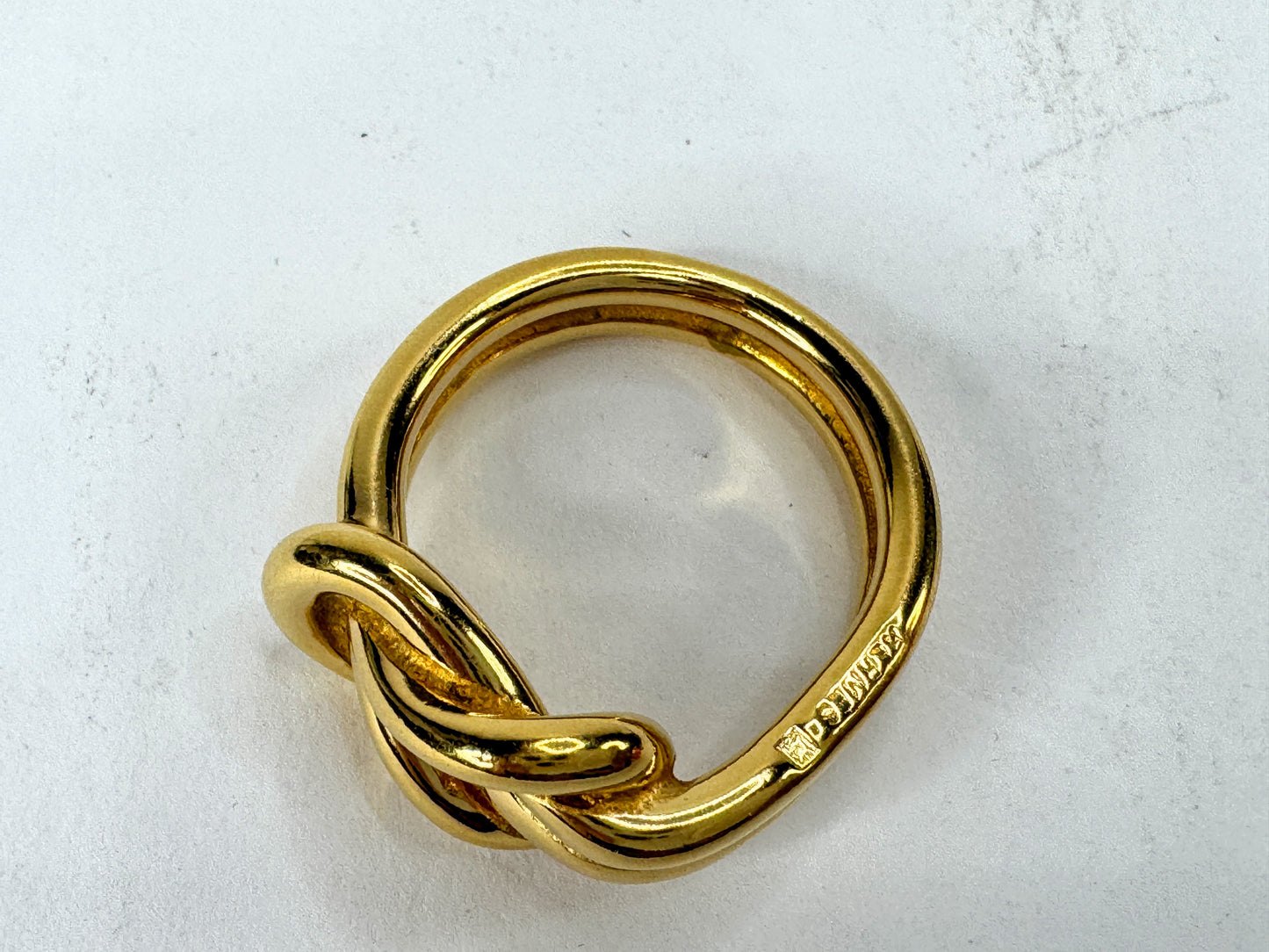 Vintage Hermès Gold Plated Knot Atame Scarf Ring no box GS882