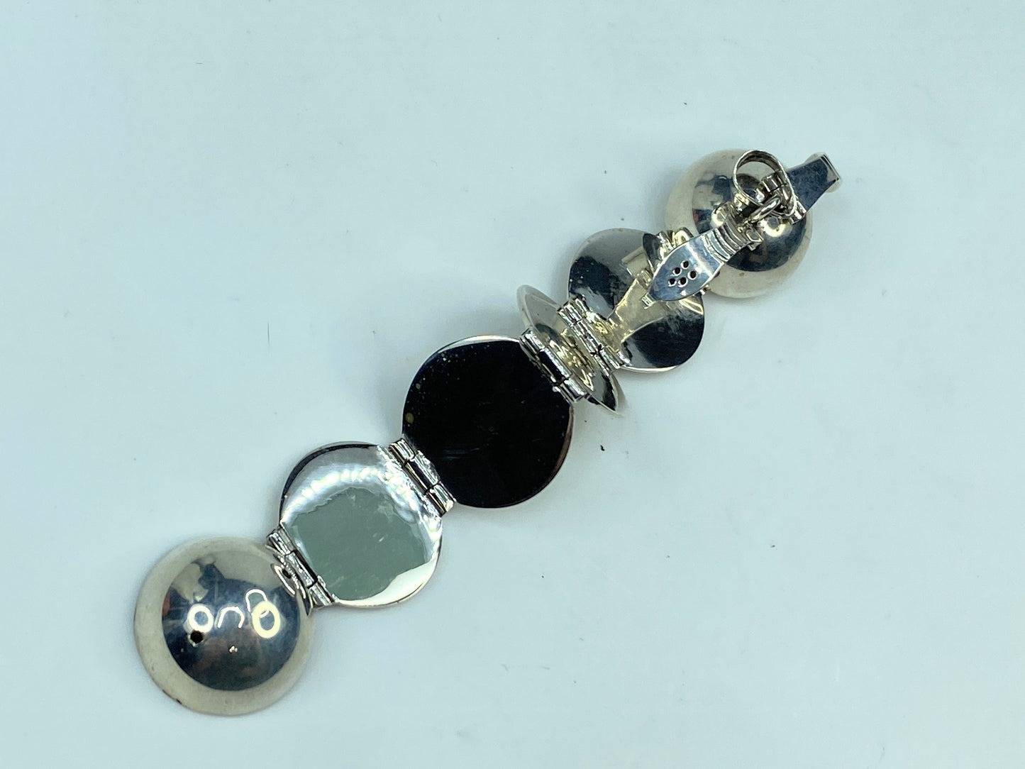 Modernist ball charm accordion locket expandable 6 photos sterling pendant SS82