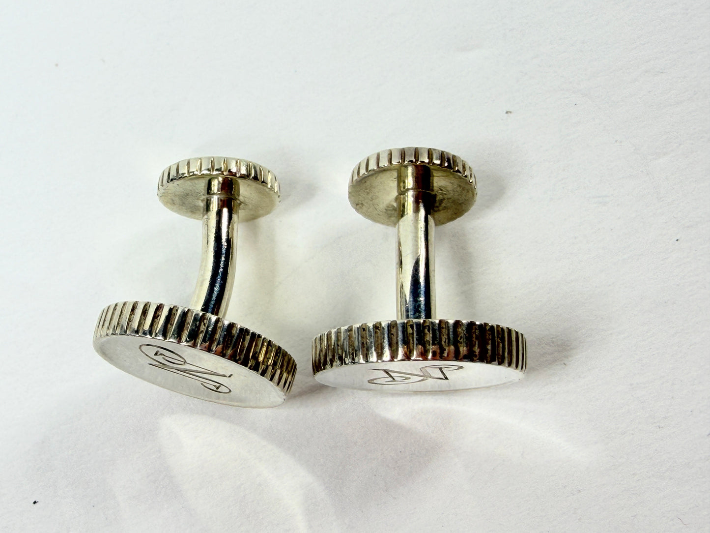 Tiffany & Co. Round Monogram Cufflinks Sterling Silver 925 2003 SS185
