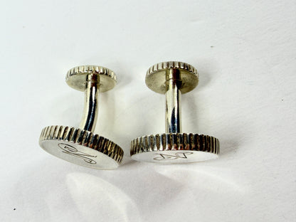 Tiffany & Co. Round Monogram Cufflinks Sterling Silver 925 2003 SS185
