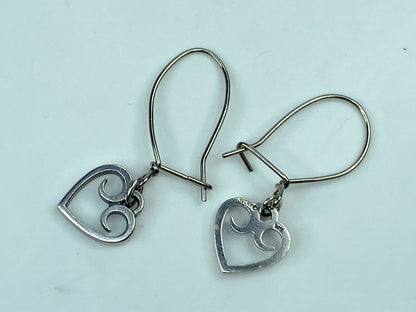 Heart Shaped James Avery Retired Dangle Earrings 925 Sterling Scrolled JR647