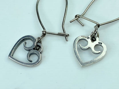 Heart Shaped James Avery Retired Dangle Earrings 925 Sterling Scrolled JR647