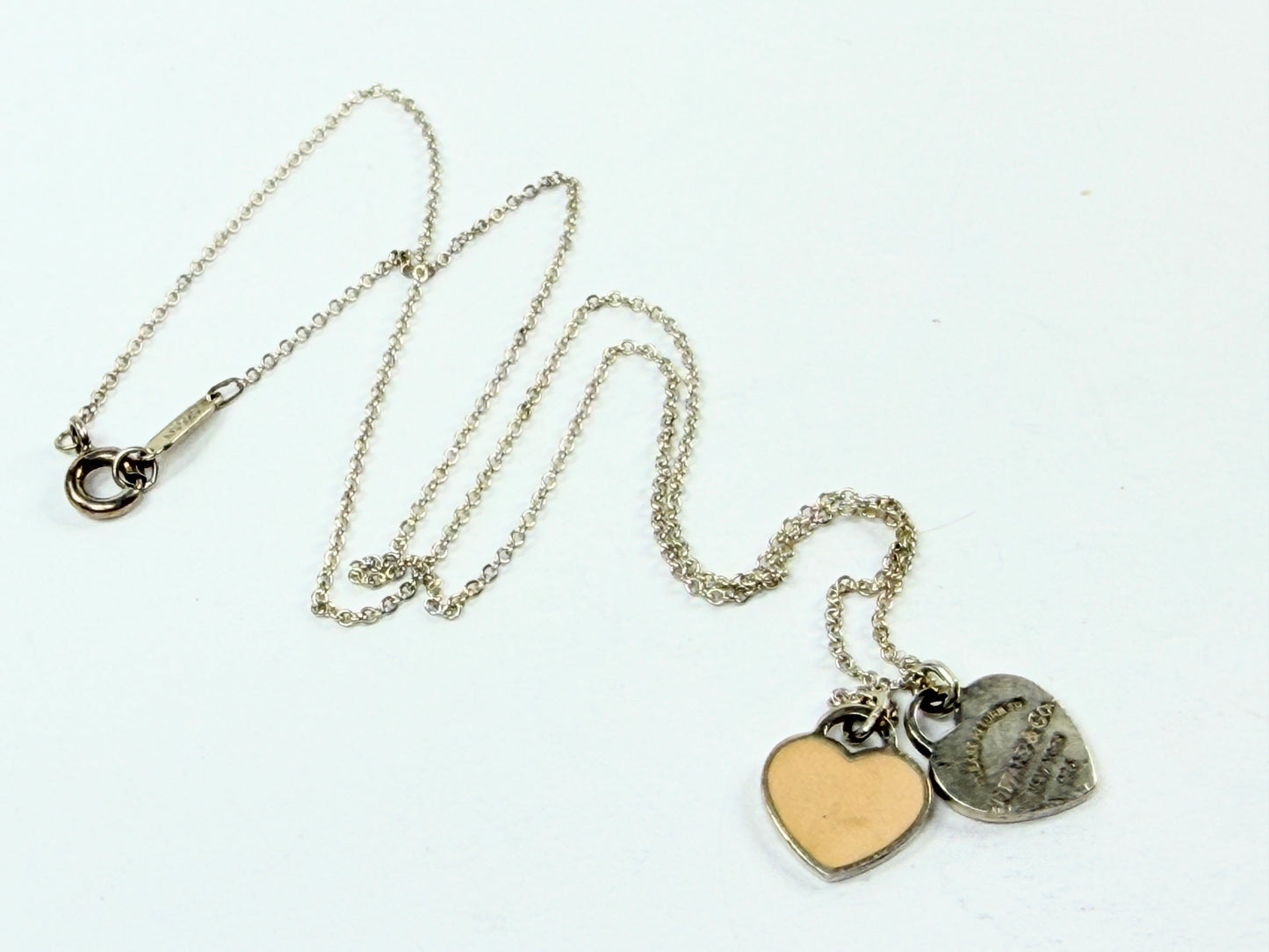 Tiffany & Co Sterling Double Heart Enamel Return to Tiffany Necklace JR1222