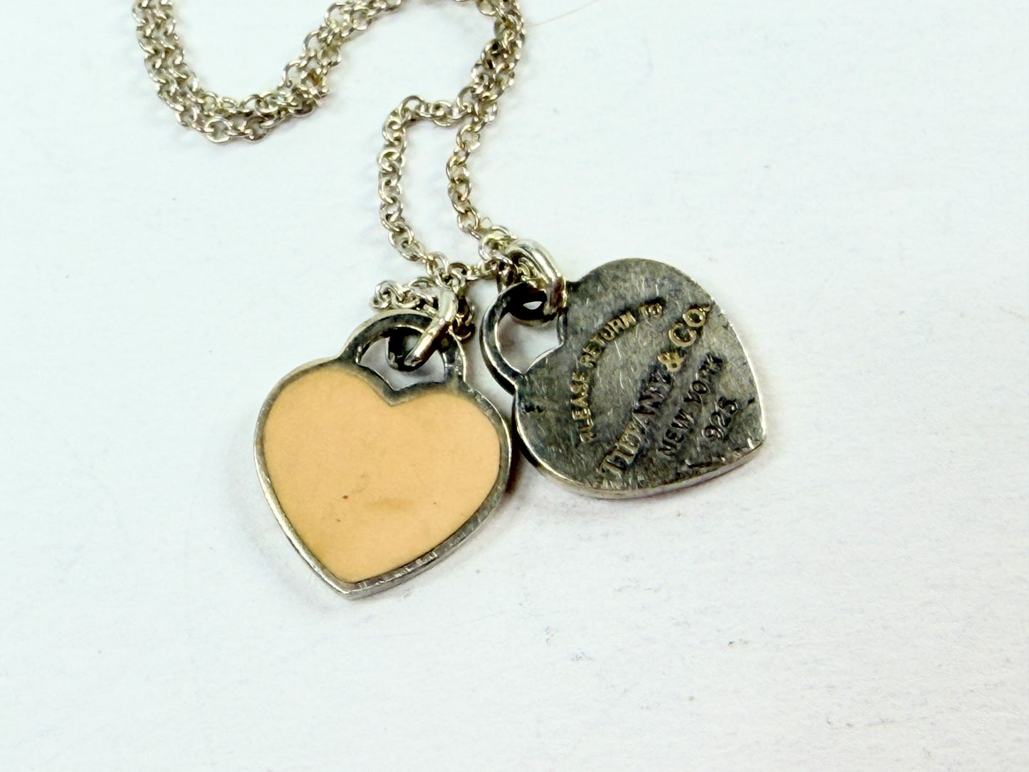 Tiffany & Co Sterling Double Heart Enamel Return to Tiffany Necklace JR1222