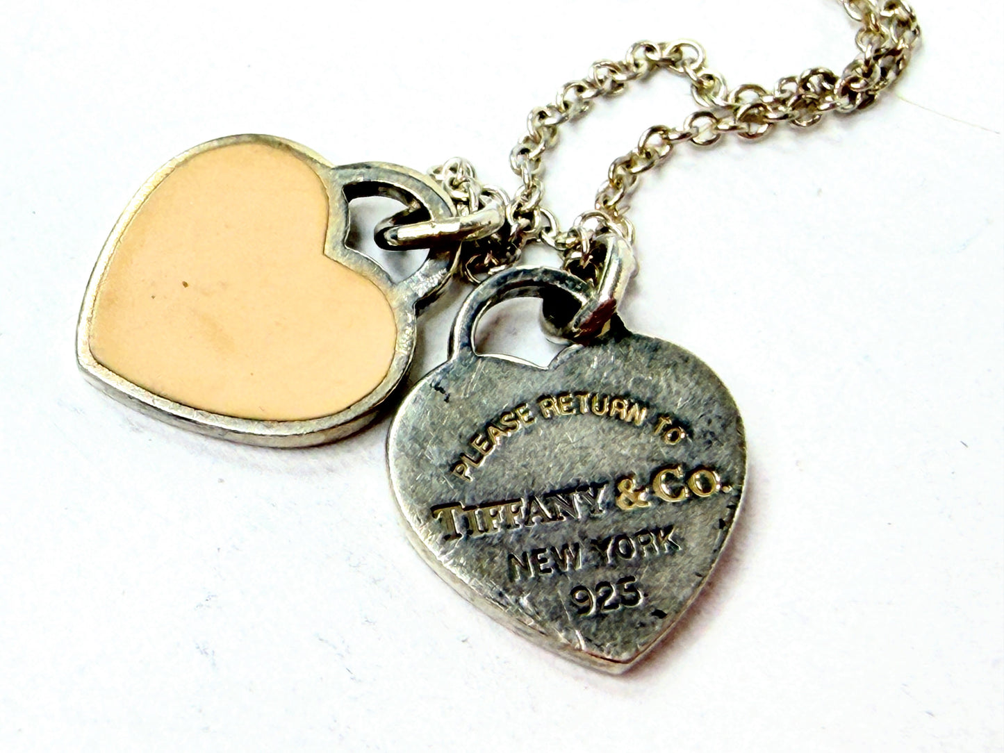 Tiffany & Co Sterling Double Heart Enamel Return to Tiffany Necklace JR1222