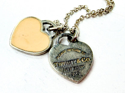 Tiffany & Co Sterling Double Heart Enamel Return to Tiffany Necklace JR1222