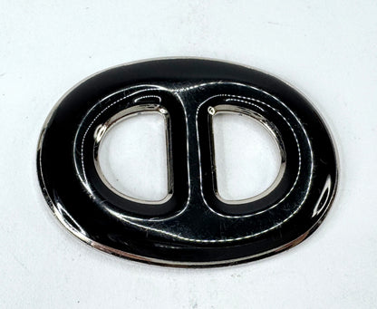 Vintage Hermès Chaîne d’Ancre Black Enamel Palladium Scarf Ring With Box GS870