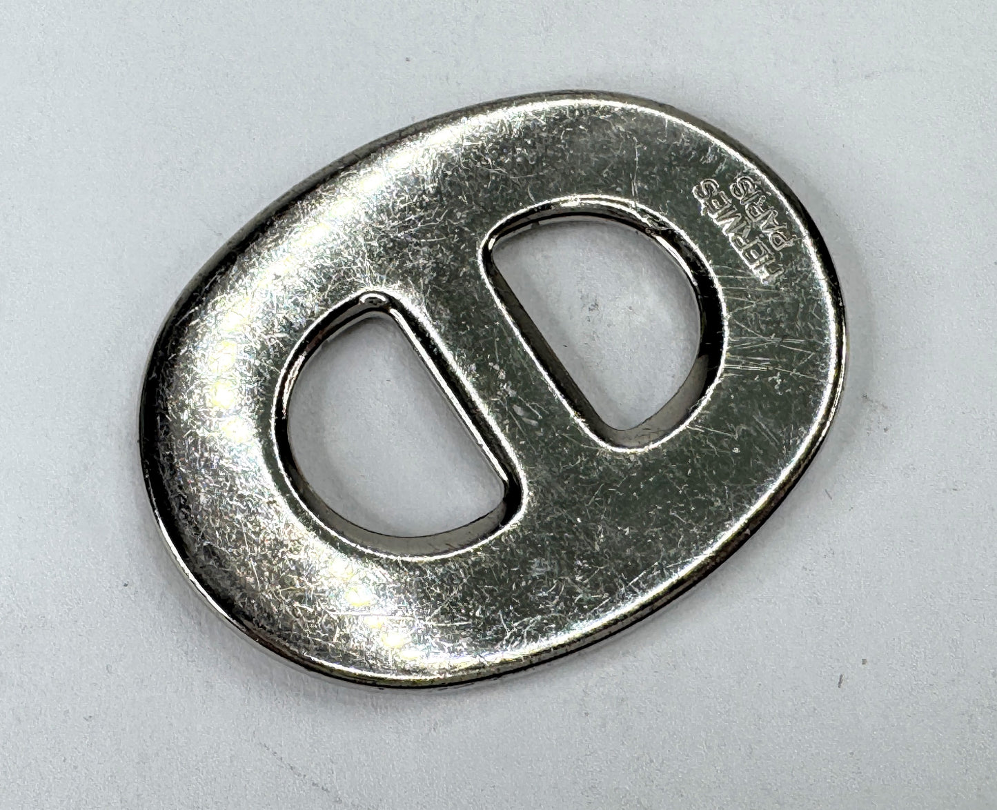 Vintage Hermès Chaîne d’Ancre Black Enamel Palladium Scarf Ring With Box GS870