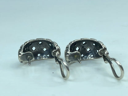 Retired James Avery French Clip Basket Weave Hoop Earrings Sterling Silver JR648