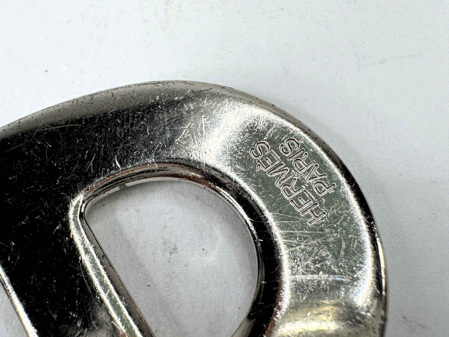 Vintage Hermès Chaîne d’Ancre Black Enamel Palladium Scarf Ring With Box GS870