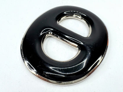 Vintage Hermès Chaîne d’Ancre Black Enamel Palladium Scarf Ring With Box GS870