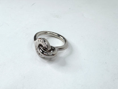 Vintage Hermès Dubbel O Silver Tone Horseshoe Charm Wide Ring with Box GS868